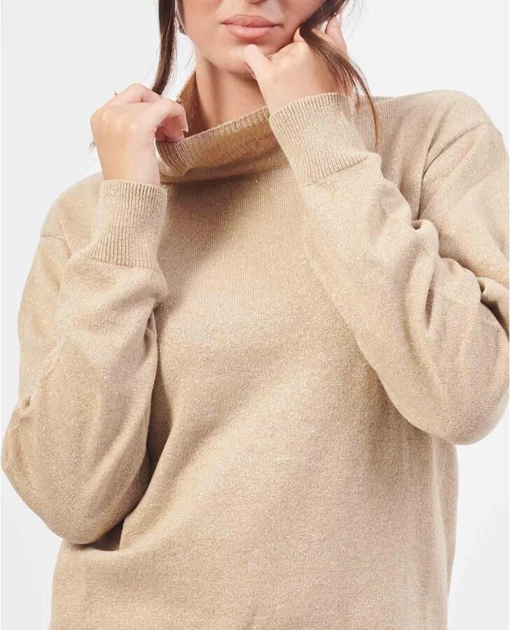 Ar i Exchange Beige Sweatshirt van wolmix Mock Neck Beige