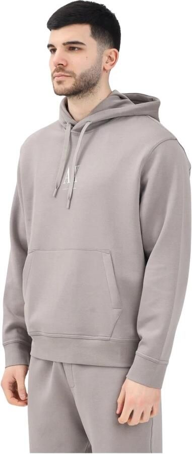 Armani Exchange Grijze Hoodie Sweater Minimalistische Stijl Brown Heren - Foto 3