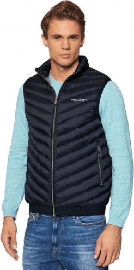 Armani Exchange Blauwe Mouwloze Gilet met Zakken Blue Heren - Foto 9