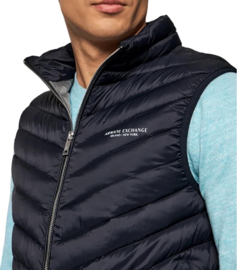 Armani Exchange Blauwe Mouwloze Gilet met Zakken Blue Heren - Foto 3