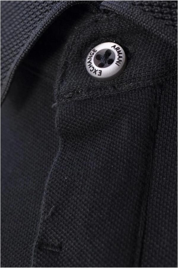 Emporio Armani Zwarte polo met lange mouwen en tonale logo Zwart Heren