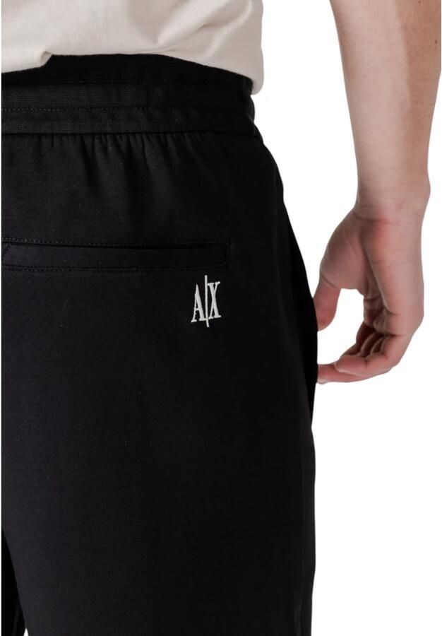 Armani Exchange Zwarte shorts met vetersluiting en zakken Black Heren