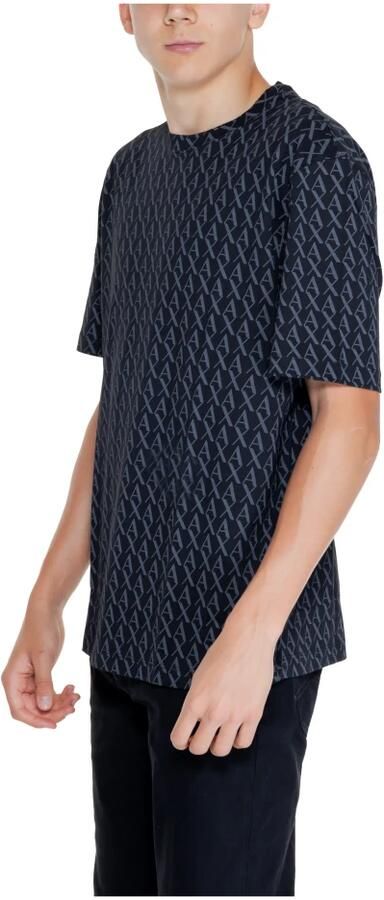 Armani Exchange Zwart Print Katoenen T-shirt Mannen Black Heren