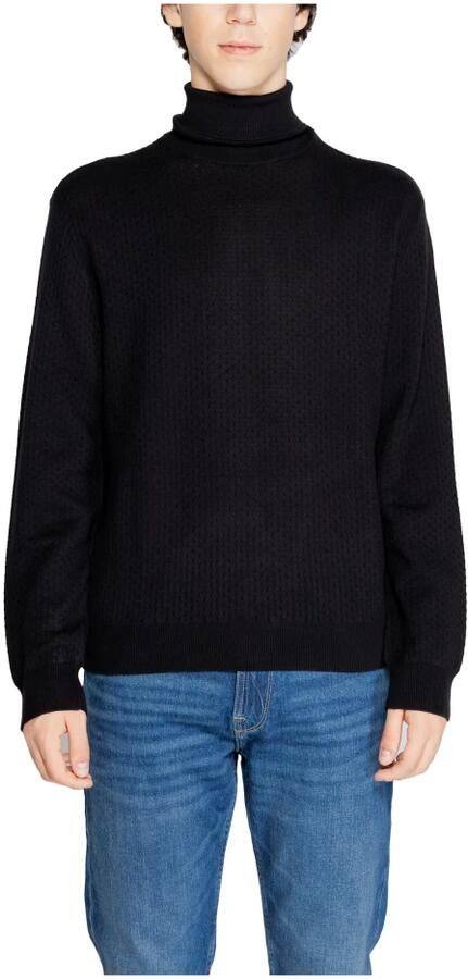 Armani Exchange Zwarte Gebreide Trui Hoge Hals Lange Mouw Black Heren