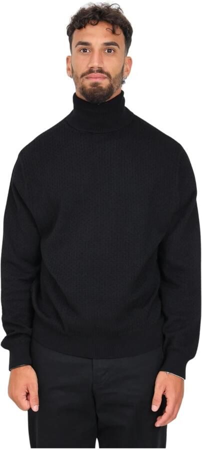 Armani Exchange Zwarte Gebreide Trui Hoge Hals Lange Mouw Black Heren - Foto 2