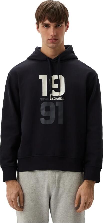 Armani Exchange Hoodie met geborduurd logo Blue Heren