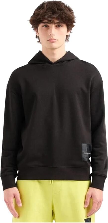 Armani Exchange Katoenen Hoodie Zwart Patch Logo Black Heren