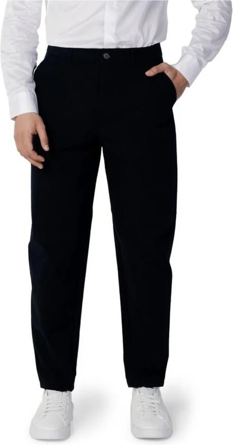Armani Exchange Blauwe effen broek met rits en knoopsluiting Blue Heren - Foto 6