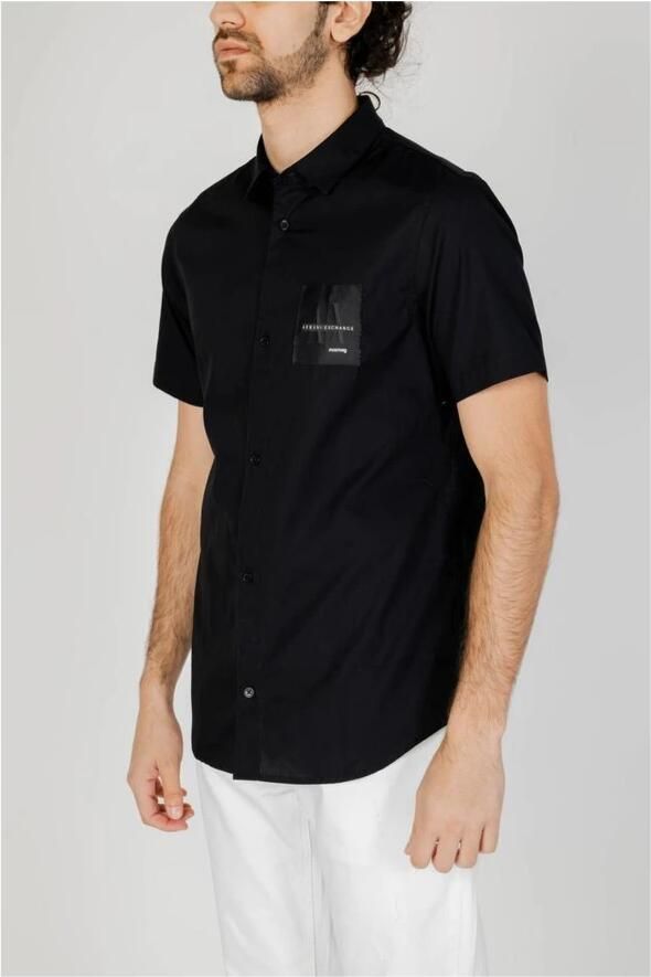 Armani Exchange Katoenen Korte Mouw Shirt Black Heren