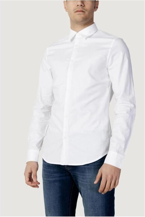 Armani Exchange Katoenen Lange Mouw Shirt Collectie White Heren - Foto 3