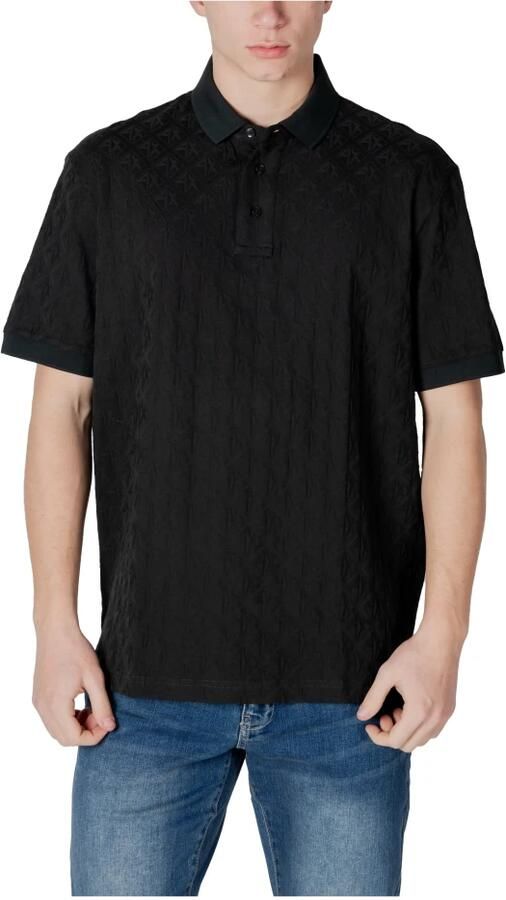 Armani Exchange Zwarte Polo Shirt met Knoopsluiting Black Heren - Foto 7