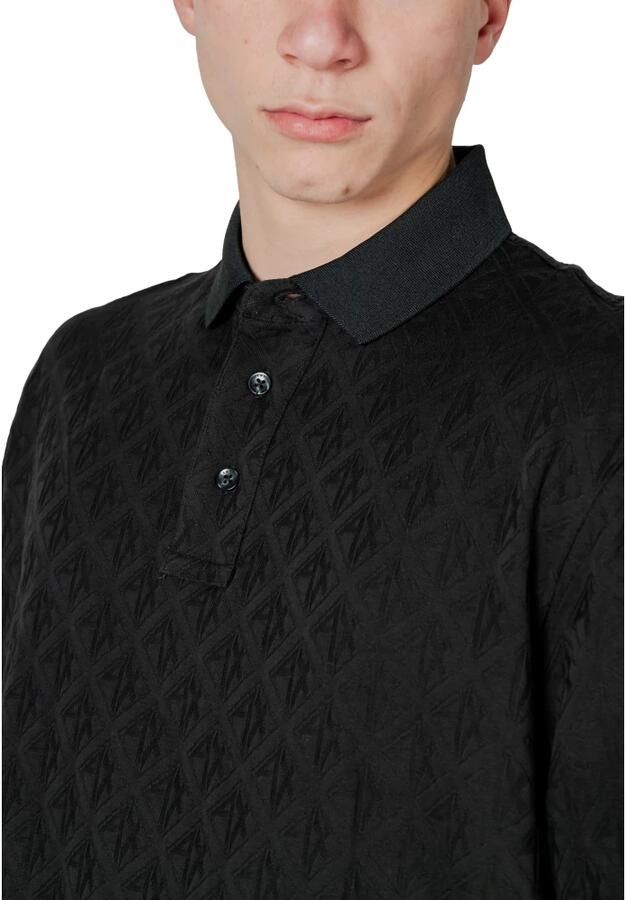 Armani Exchange Zwarte Polo Shirt met Knoopsluiting Black Heren