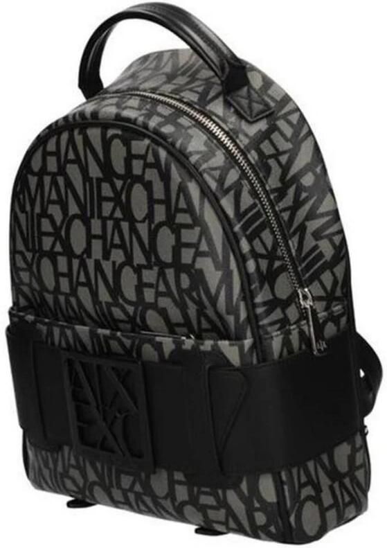 Armani Exchange Stijlvolle bedrukte katoenen rugzak met zakken Black Dames - Foto 2