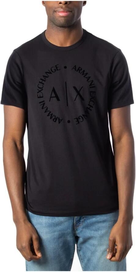 Armani Exchange Logo T-Shirt Zwart Rechte pasvorm Korte mouwen Black Heren - Foto 4