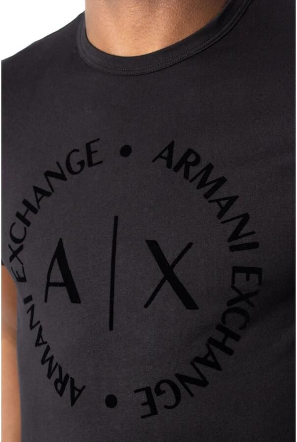 Armani Exchange Logo T-Shirt Zwart Rechte pasvorm Korte mouwen Black Heren - Foto 2