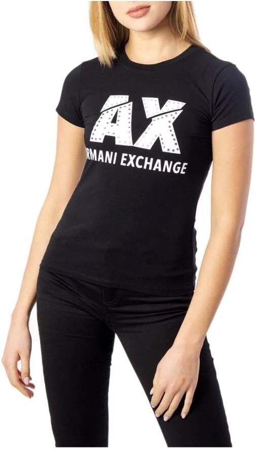 Armani Exchange Katoenen T-shirt met korte mouwen Black Dames