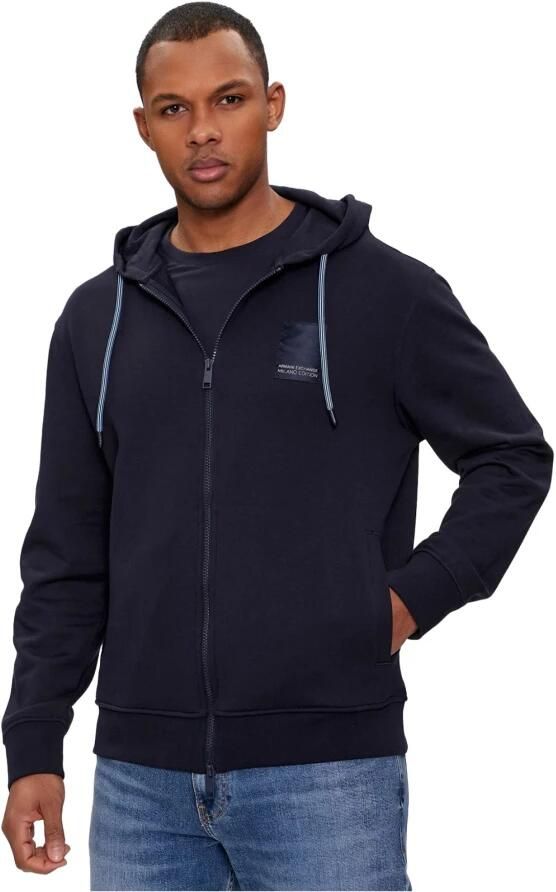 Armani Exchange Katoenen vest met capuchon en rits Black Heren