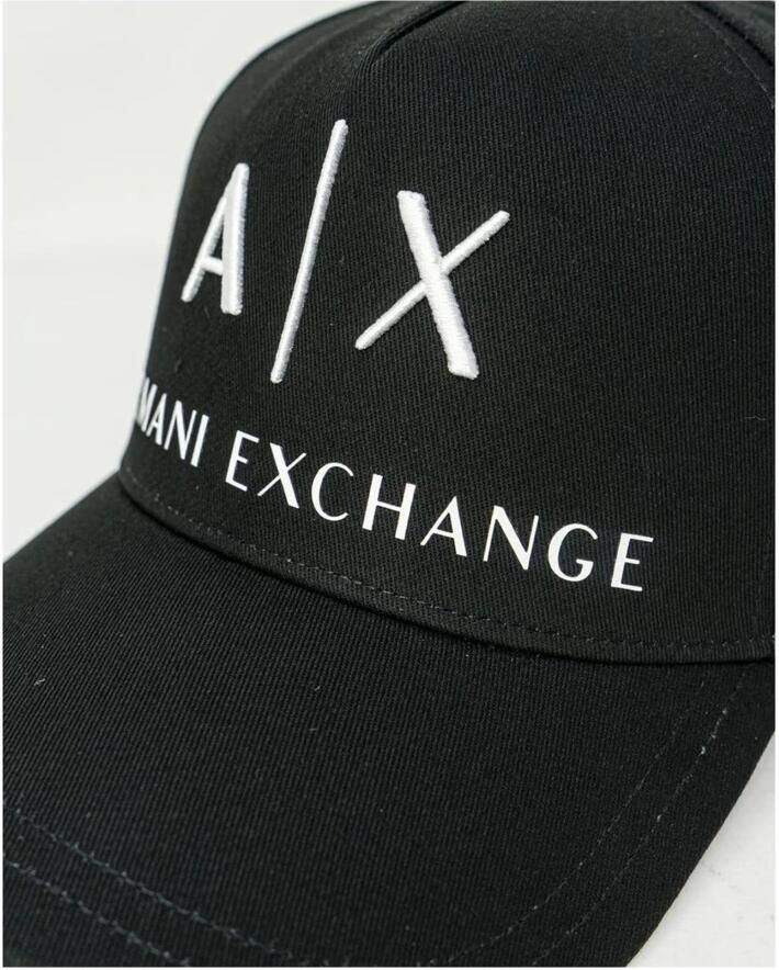 Armani Exchange Katoenen zonneklep voor mannen Black Heren