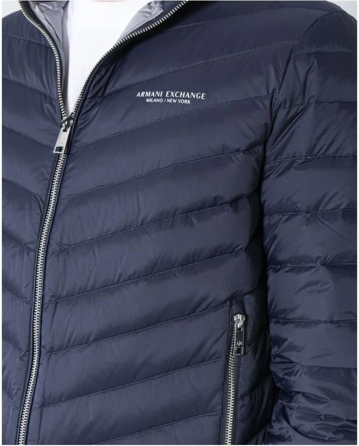 Armani Exchange Blauwe Jassen met U Piuma Zero No Cappuccio Blauw Heren