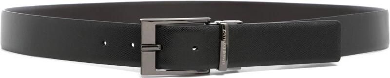 Armani Exchange Zwarte leren riem met zilveren metalen gesp Black Heren - Foto 2