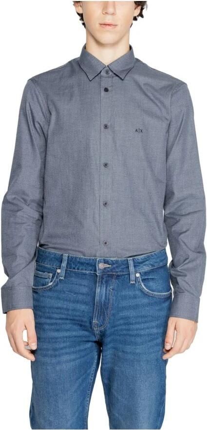 Emporio Armani Blauwe Microfantasia Logo Shirt Blue Heren - Foto 3
