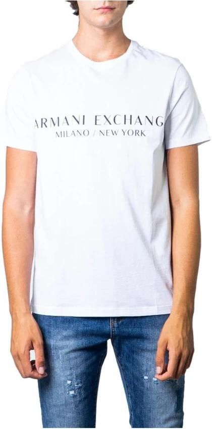 Armani Exchange Klassieke Logo Tee voor Mannen White Heren