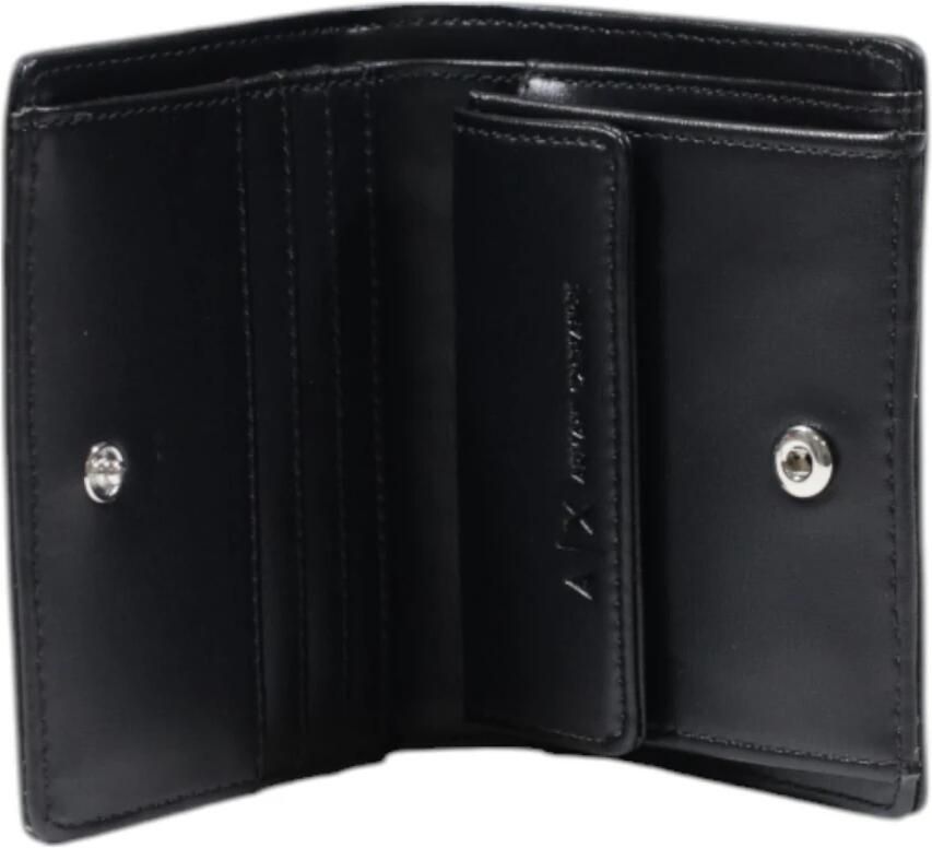 Armani Exchange Zwarte knoopportemonnee met binnenzakken Black Dames