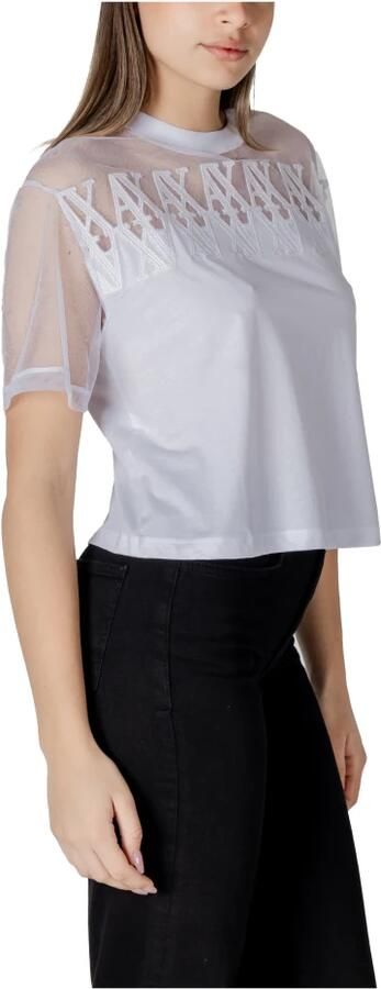 Armani Exchange Witte Katoenen T-shirt voor Vrouwen White Dames - Foto 5