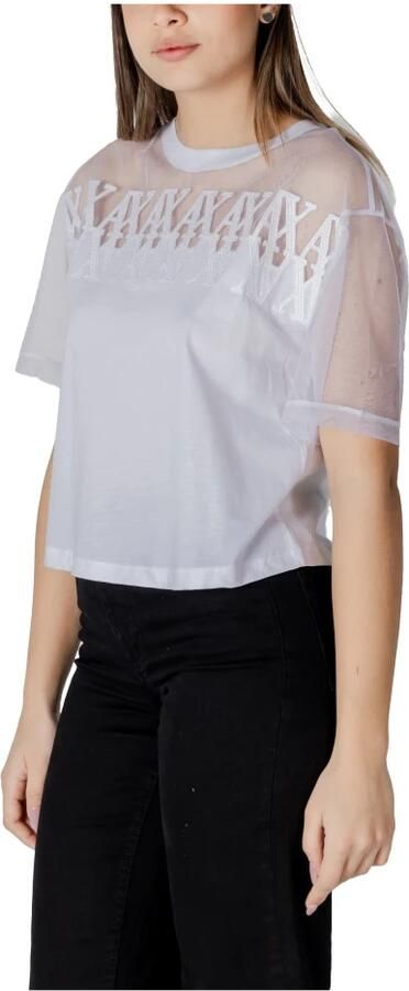 Armani Exchange Witte Katoenen T-shirt voor Vrouwen White Dames - Foto 4