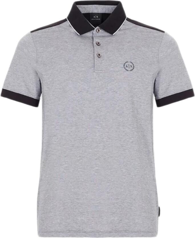 Armani Exchange Zwarte Polo met Knoopsluiting Korte Mouwen Black Heren