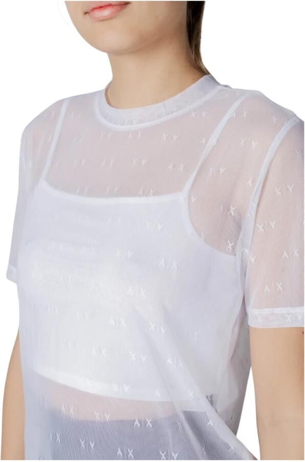 Armani Exchange Witte korte mouw ronde hals T-shirt White Dames