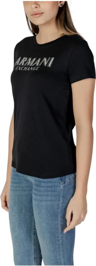 Armani Exchange Geprint T-shirt met ronde hals van katoen Black Dames - Foto 4