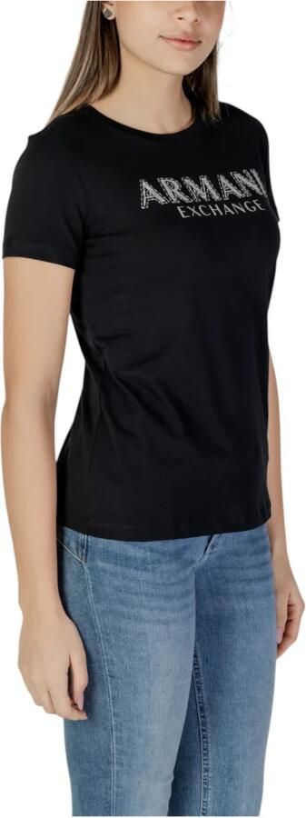 Armani Exchange Geprint T-shirt met ronde hals van katoen Black Dames - Foto 3