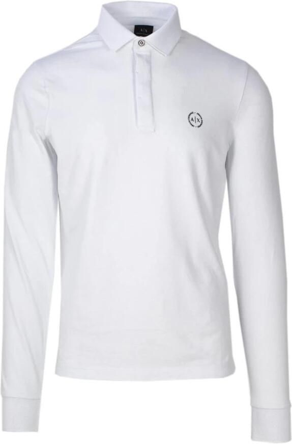 Armani Exchange Lange mouw polo shirt in katoenmix White Heren - Foto 5