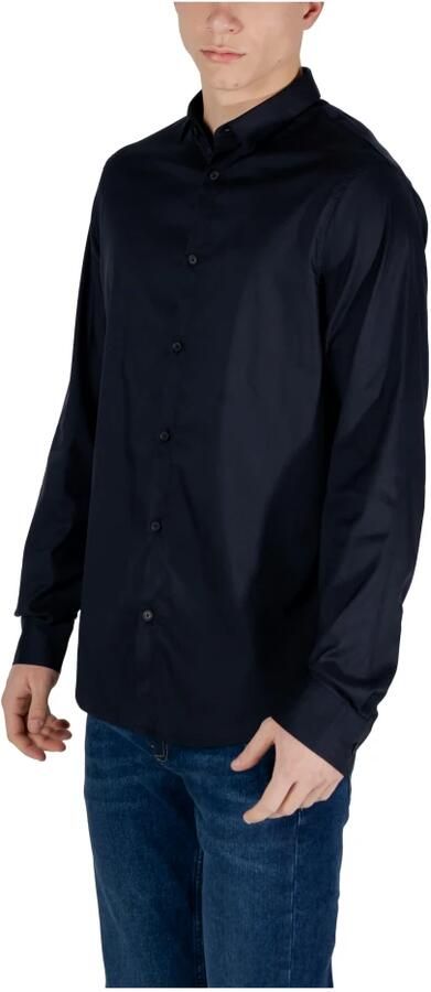 Armani Exchange Blauw Katoenen Poplin Overhemd Regular Fit Blue Heren - Foto 14