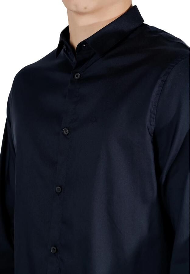 Armani Exchange Blauw Katoenen Poplin Overhemd Regular Fit Blue Heren