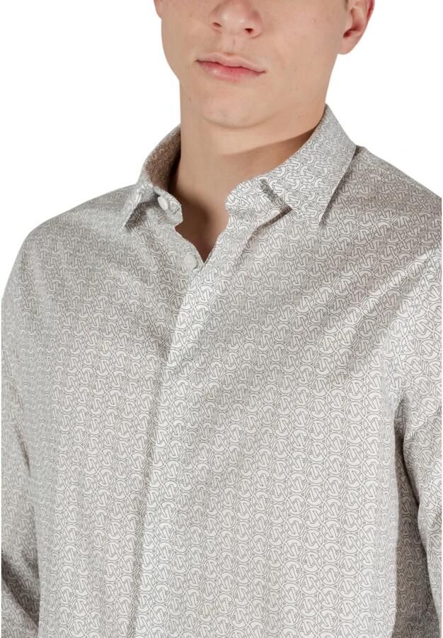 Armani Exchange Geometrisch Patroon Longsleeve T-shirt Beige Heren