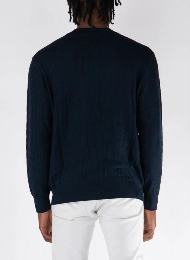 Armani Exchange Blauwe gebreide trui met kabelmotief regular fit Blue Heren - Foto 2