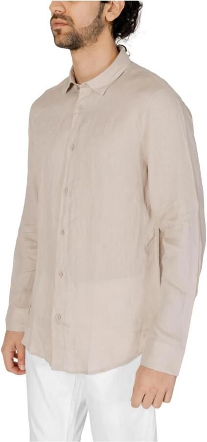 Armani Exchange Linen Overhemd met Lange Mouwen en Knoopsluiting Beige Heren - Foto 7