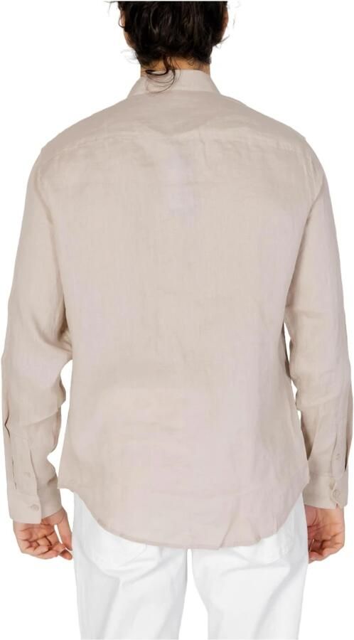 Armani Exchange Linen Overhemd met Lange Mouwen en Knoopsluiting Beige Heren - Foto 3