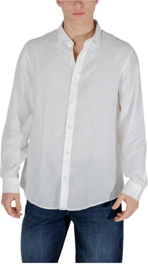 Armani Exchange Linen Overhemd met Lange Mouwen White Heren - Foto 5