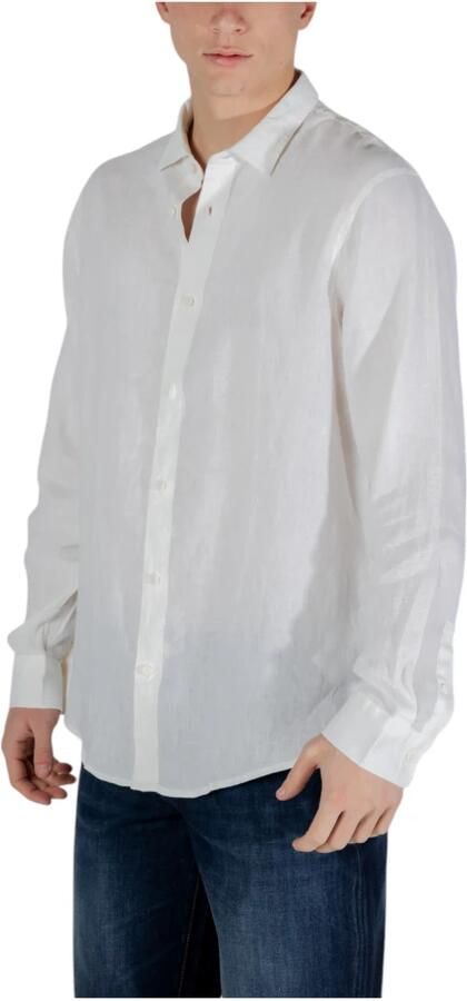 Armani Exchange Linen Overhemd met Lange Mouwen White Heren - Foto 2
