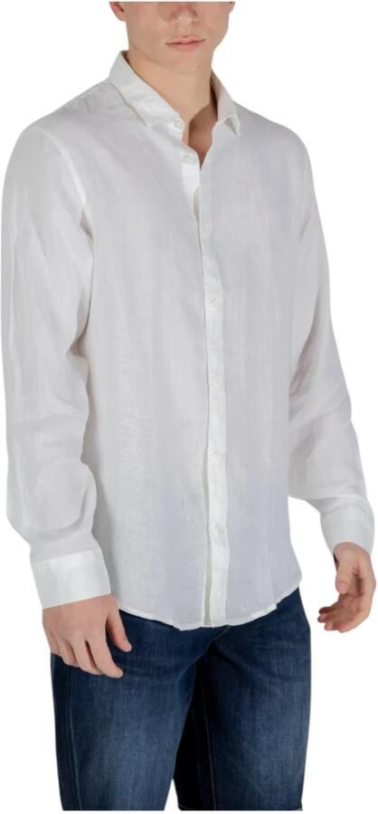 Armani Exchange Linen Overhemd met Lange Mouwen White Heren - Foto 3