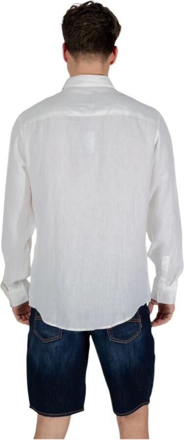 Armani Exchange Linen Overhemd met Lange Mouwen White Heren - Foto 4