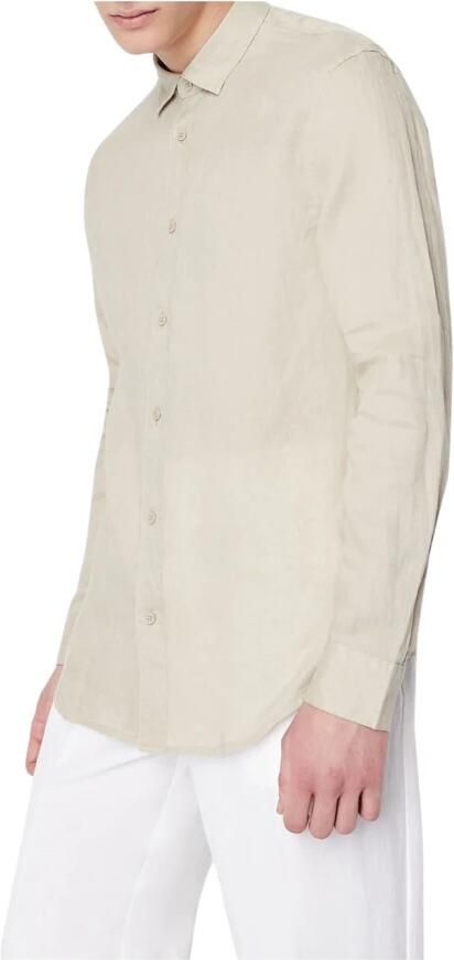 Armani Exchange Linen Overhemd met Lange Mouwen en Knoopsluiting Beige Heren - Foto 8