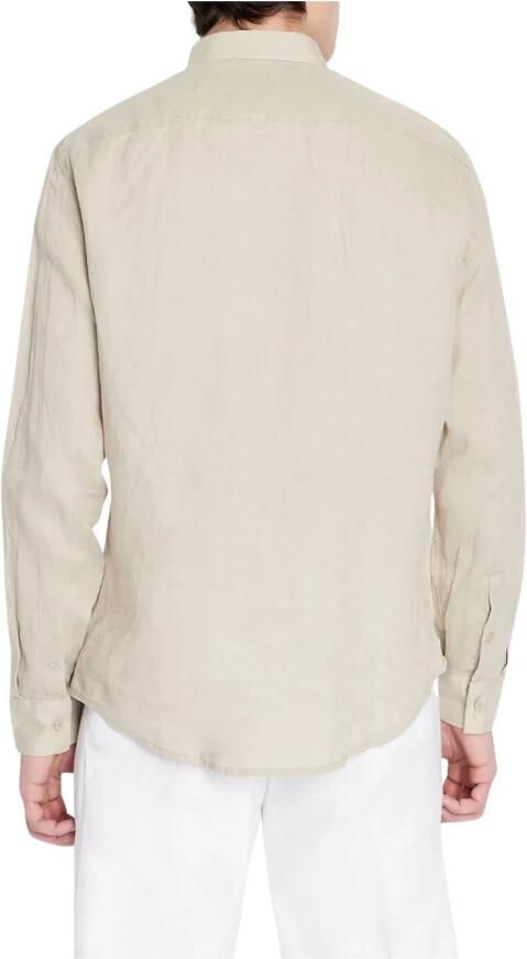 Armani Exchange Linen Overhemd met Lange Mouwen en Knoopsluiting Beige Heren - Foto 5