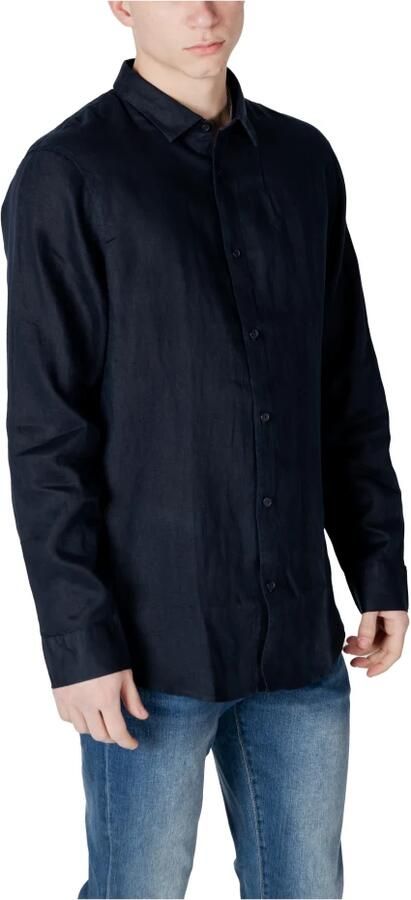Armani Exchange Linnen Overhemd Lange Mouwen Lente Zomer Collectie Blue Heren - Foto 4