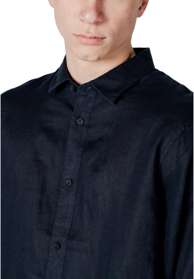 Armani Exchange Linnen Overhemd Lange Mouwen Lente Zomer Collectie Blue Heren - Foto 2