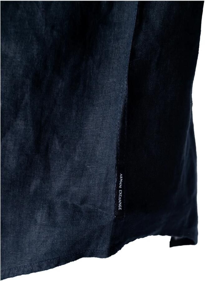 Armani Exchange Linnen Overhemd Lange Mouwen Lente Zomer Collectie Blue Heren