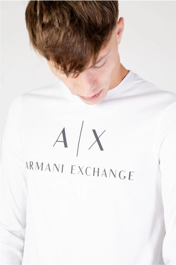 Armani Exchange Heren Bedrukt Langarm T-shirt White Heren